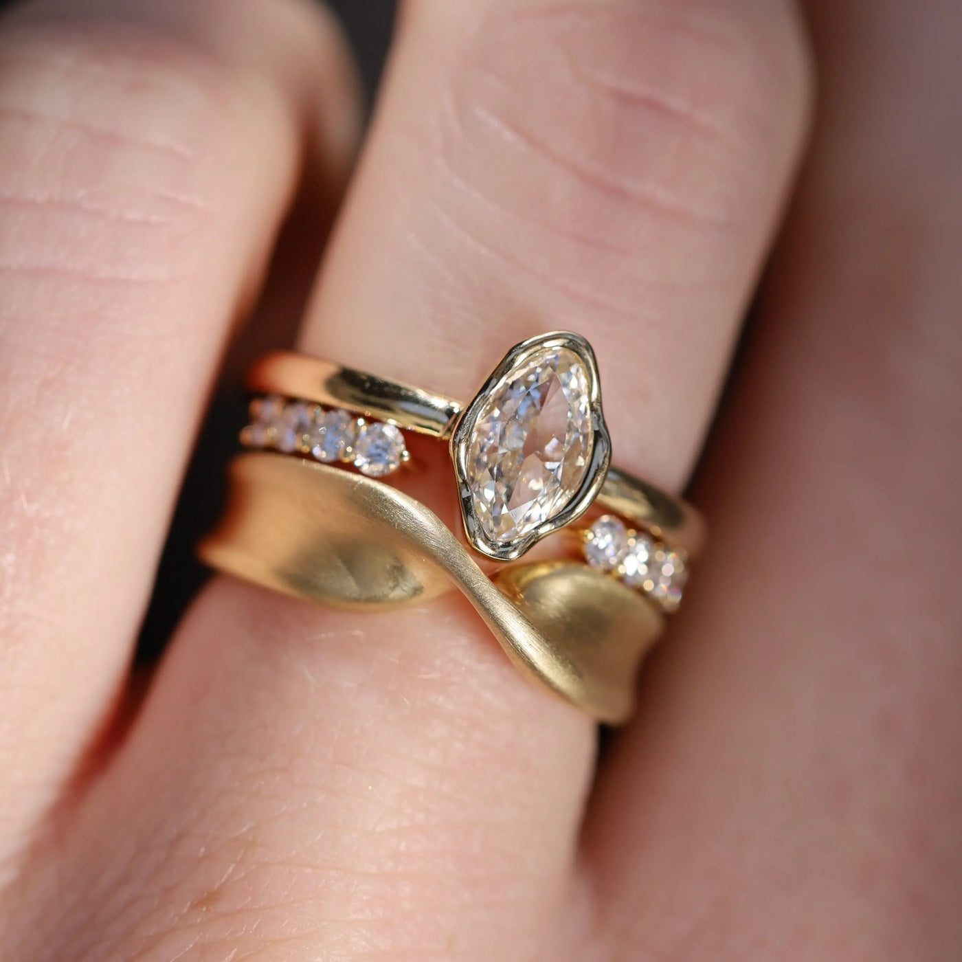 0.57ct Marquise Diamond Abstract Bezel Ring