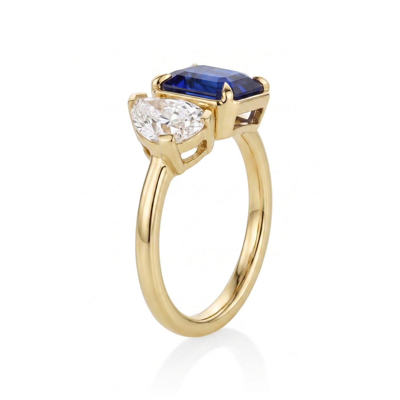 1.02ct Pear Shape Diamond and 2.09ct Sapphire Toi et Moi