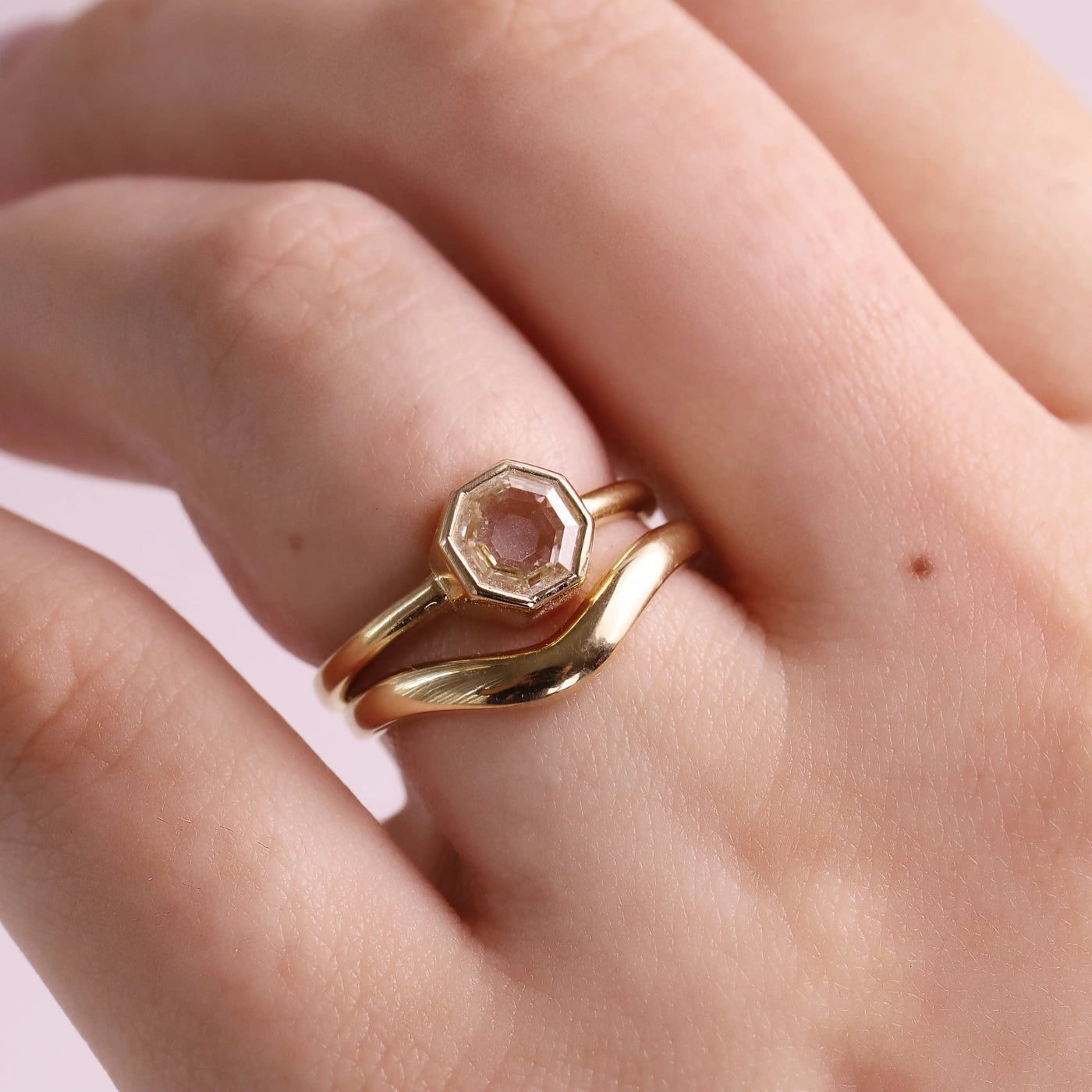 1.15ct White Diamond Octagon Bezel Ring