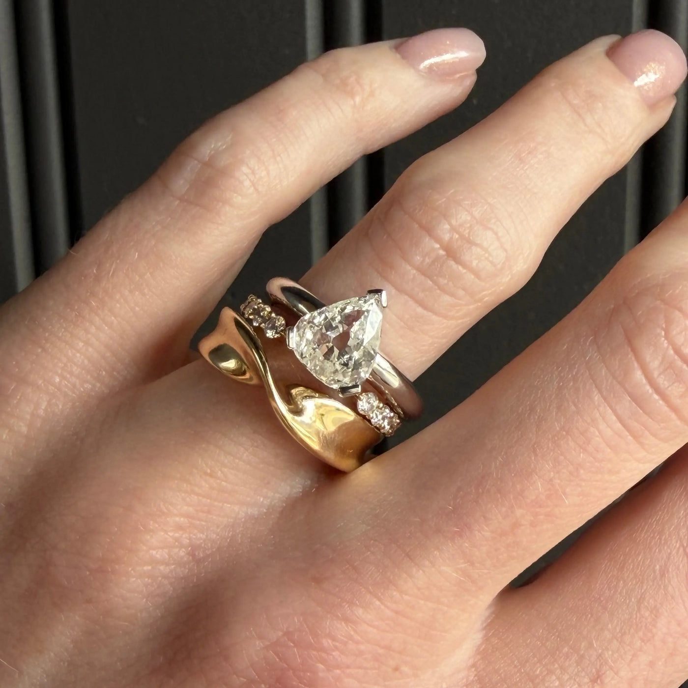 1.74ct Antique Pear Sloane Engagement Ring