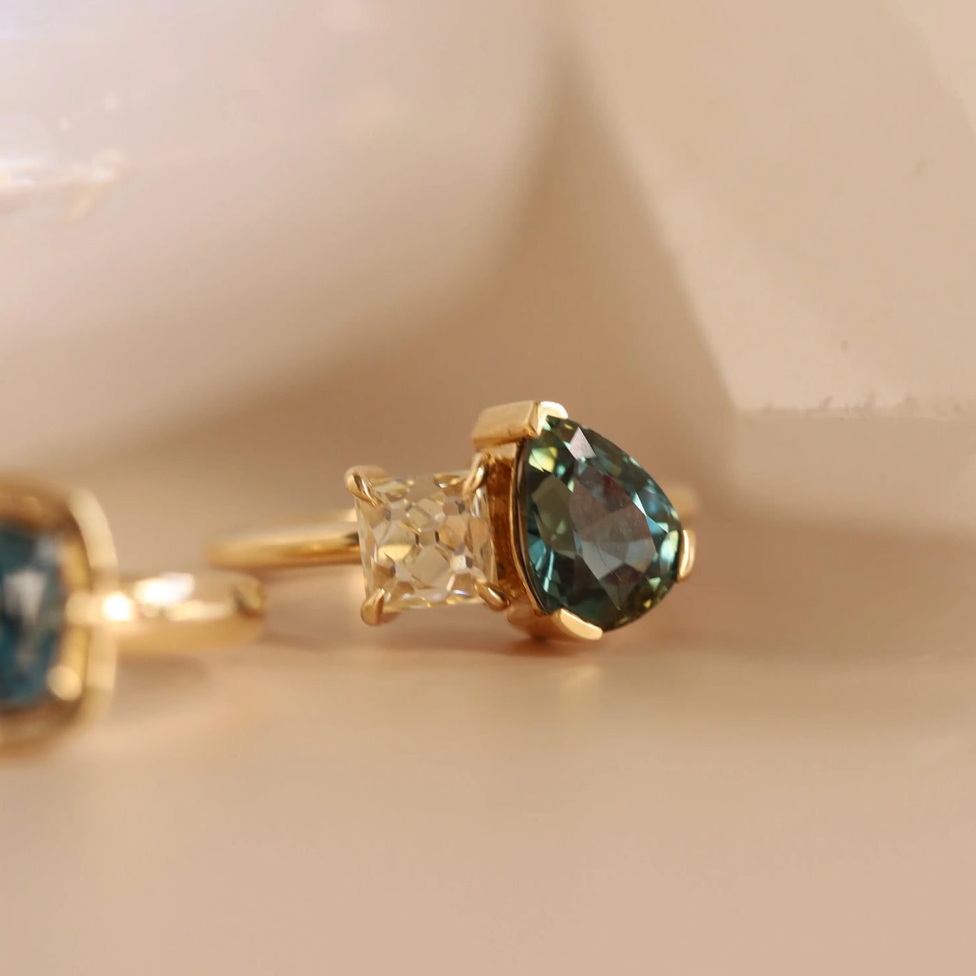 2.56ct Sapphire and Antique Diamond Toi et Moi Ring