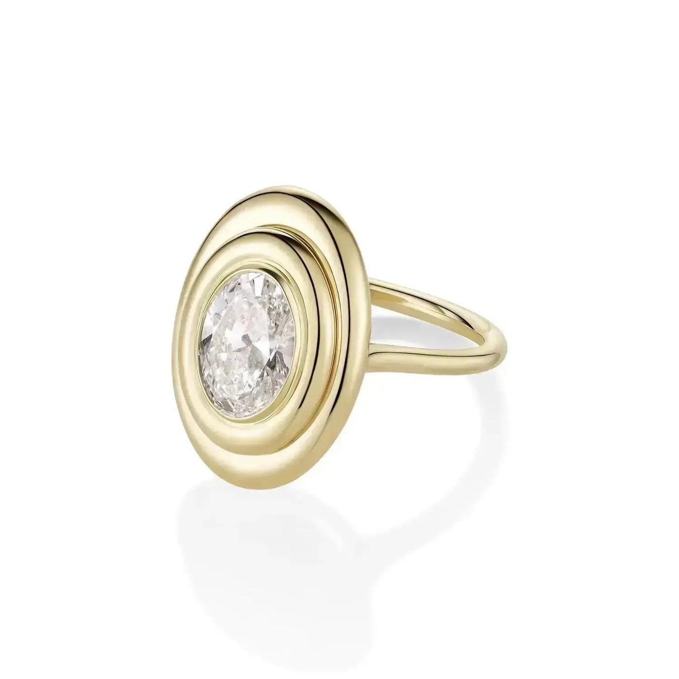 2.01ct Lab-Created Diamond In-Orbit Oval Engagement Ring