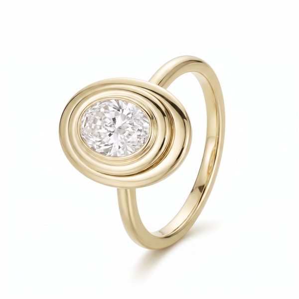 2.01ct Lab-Created Diamond In-Orbit Oval Engagement Ring