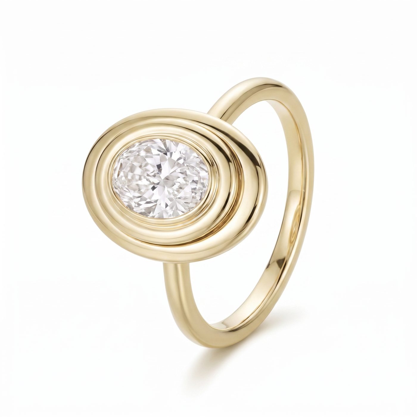 2.01ct Lab-Created Diamond In-Orbit Oval Engagement Ring