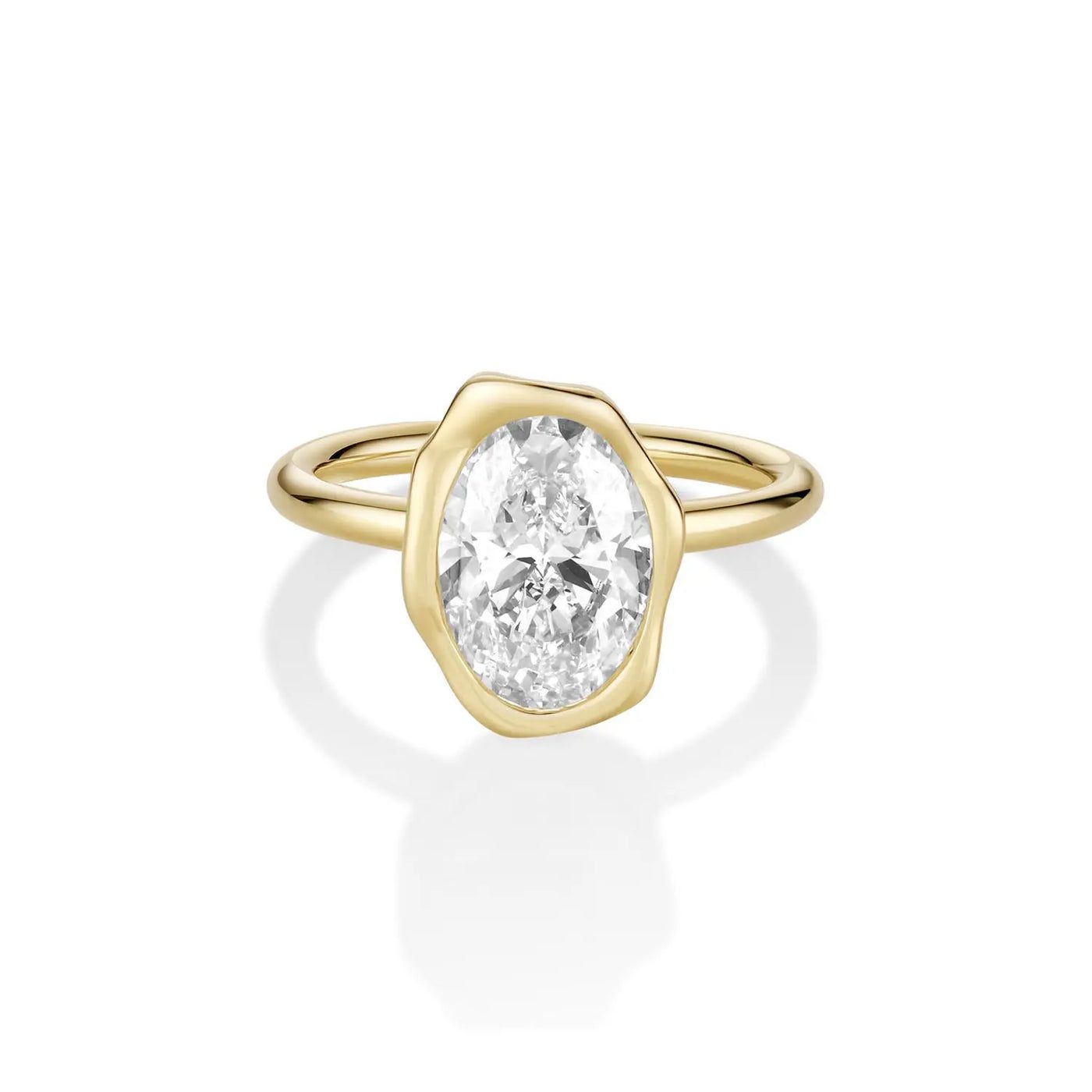 3.06ct Lab-Created Oval Diamond Abstract Bezel Ring