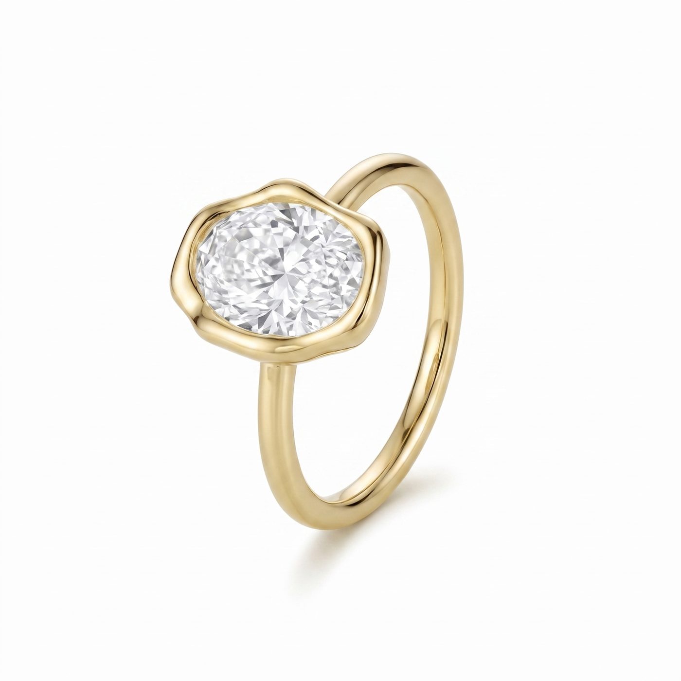 3.06ct Lab-Created Oval Diamond Abstract Bezel Ring