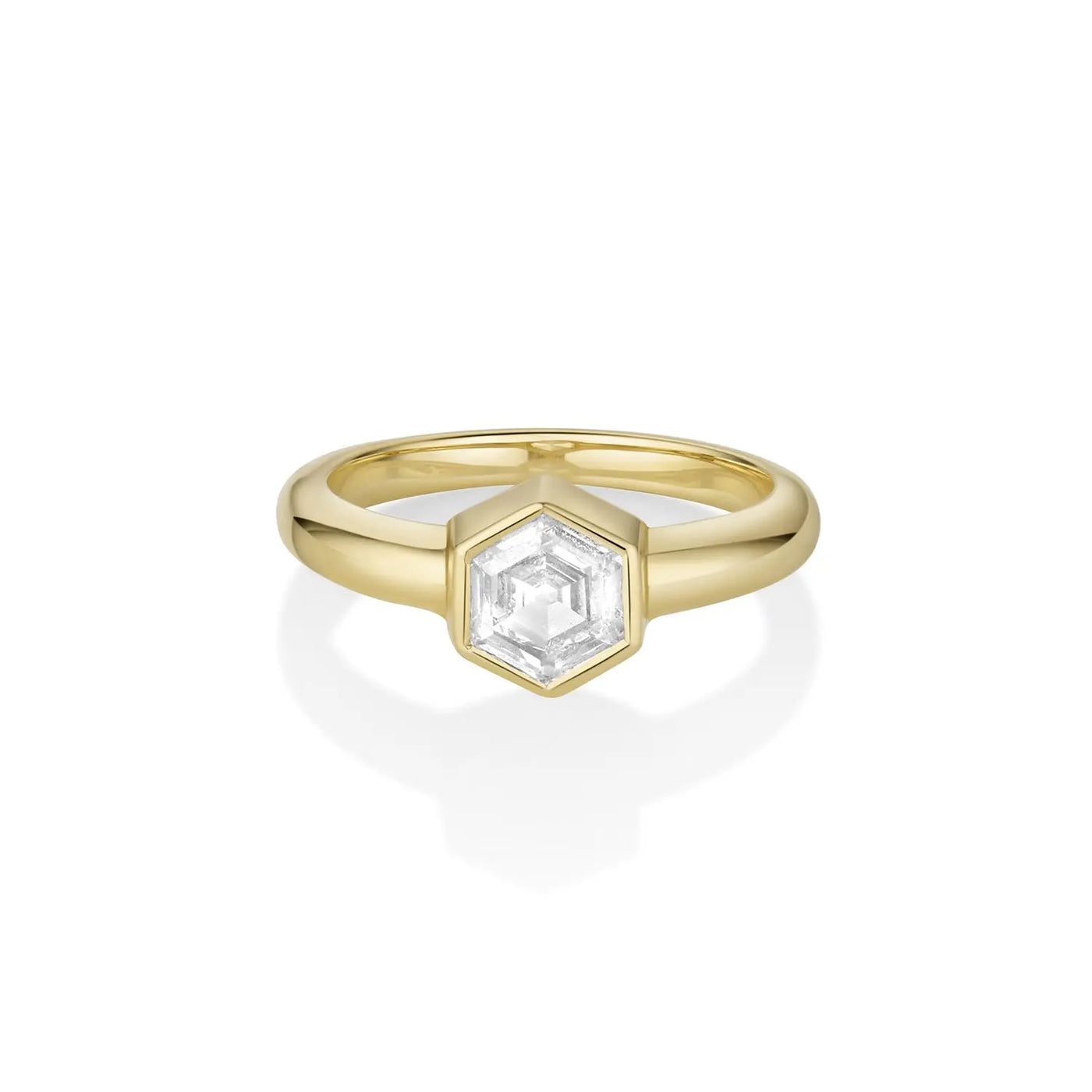 1.00ct Bezel Set White Diamond Hex Ring