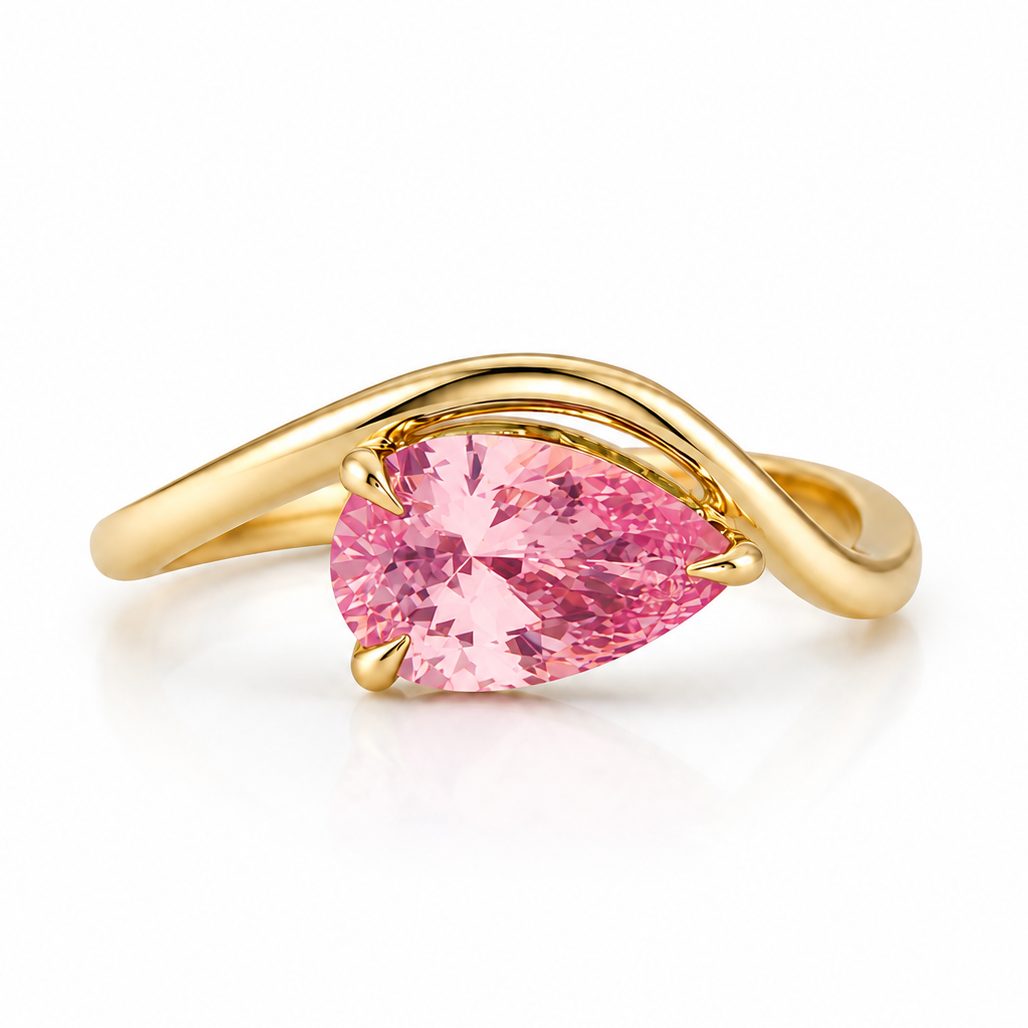 Fancy Color Pear Twist Diamond Ring 71542