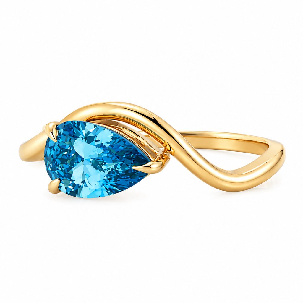 Fancy Color Pear Twist Diamond Ring 71542