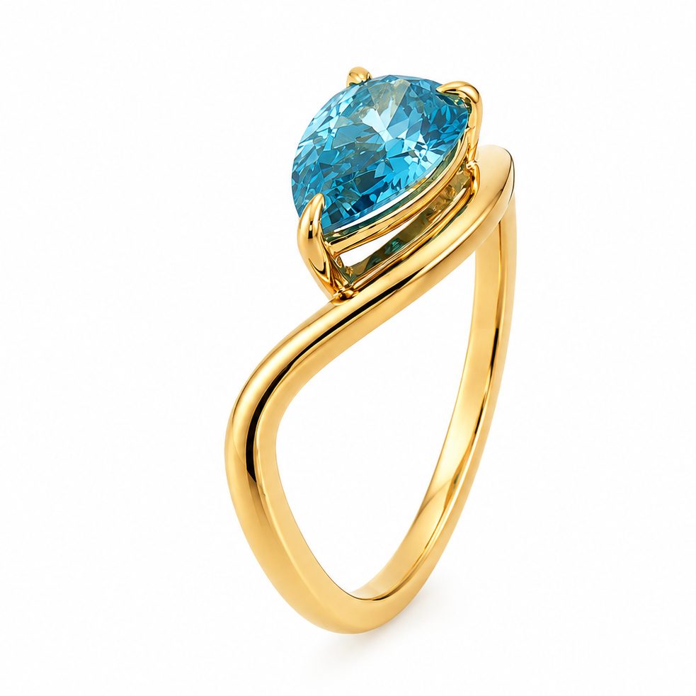 Fancy Color Pear Twist Diamond Ring 71542