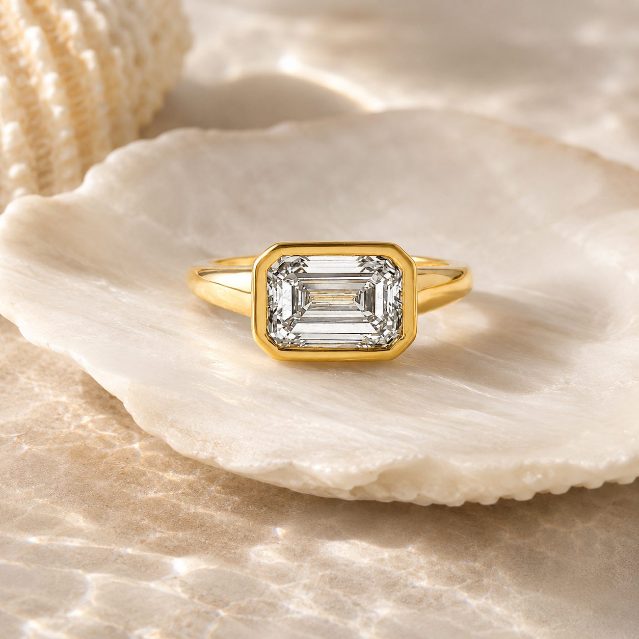 East West Bezel Emerald Ring 71523