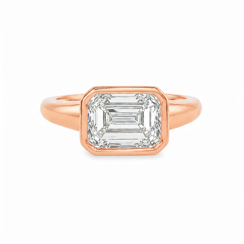 East West Bezel Emerald Ring 71523