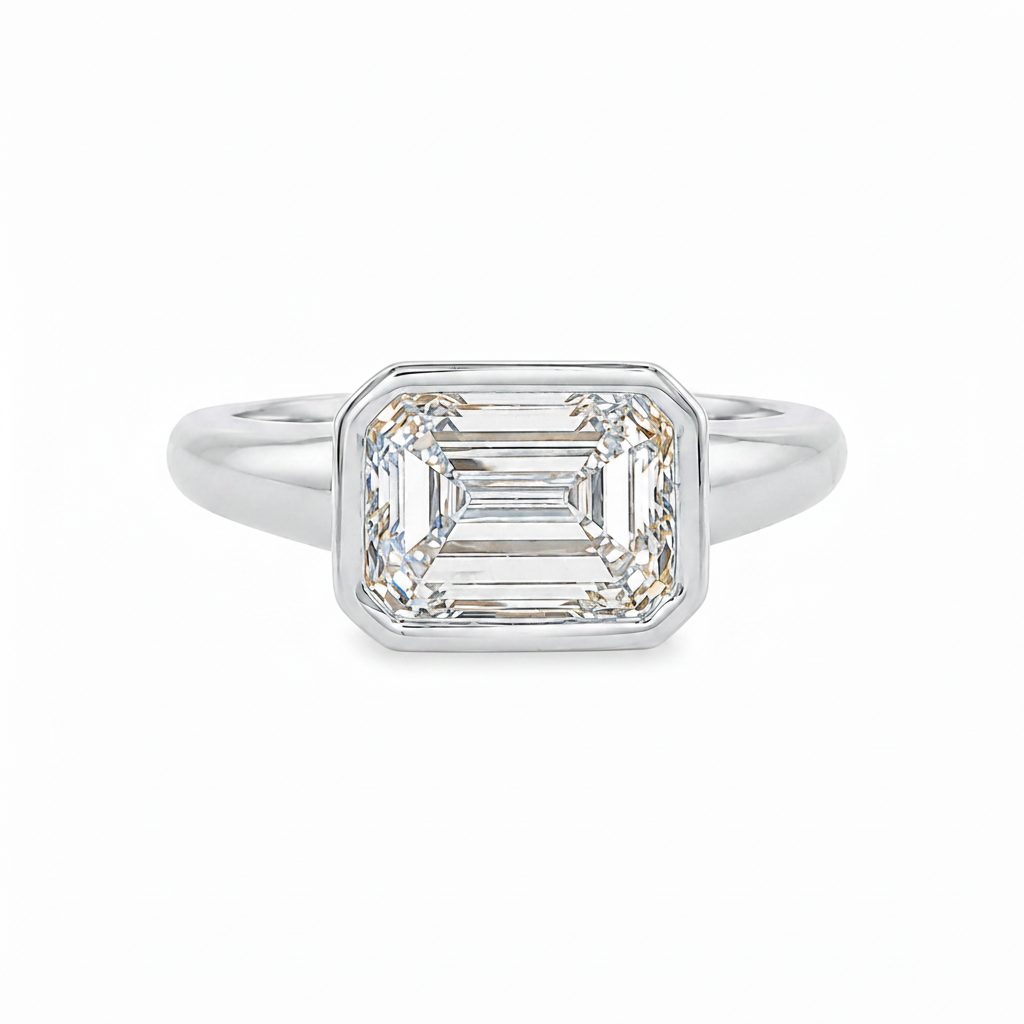 East West Bezel Emerald Ring 71523