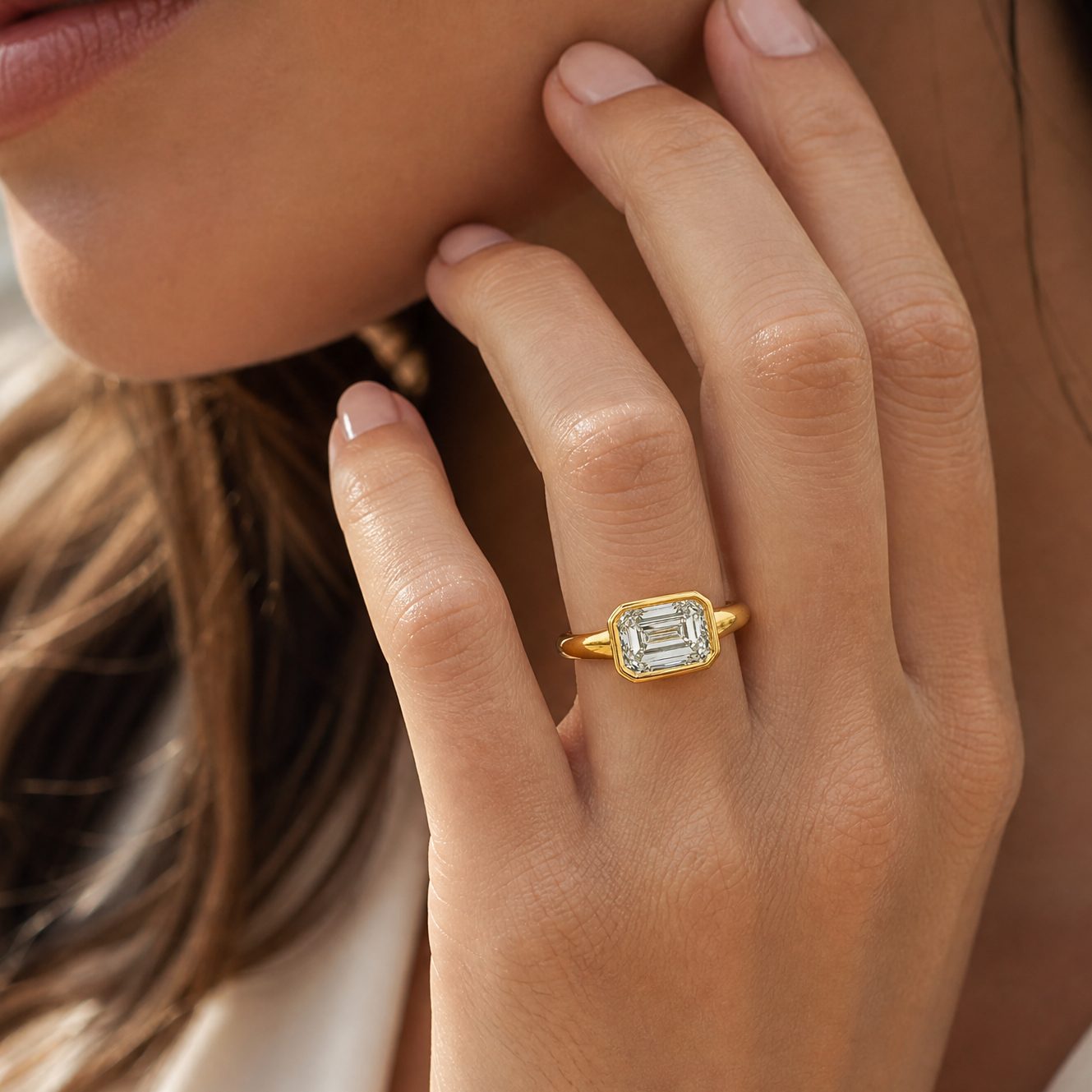 East West Bezel Emerald Ring 71523