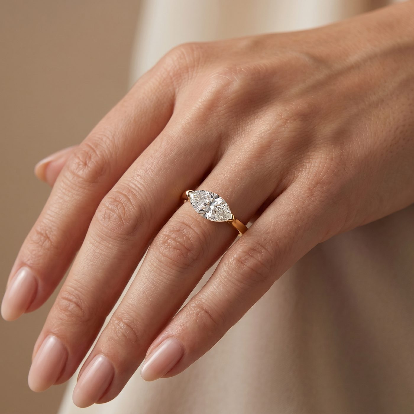 East-West Marquise Engagement Ring 71622