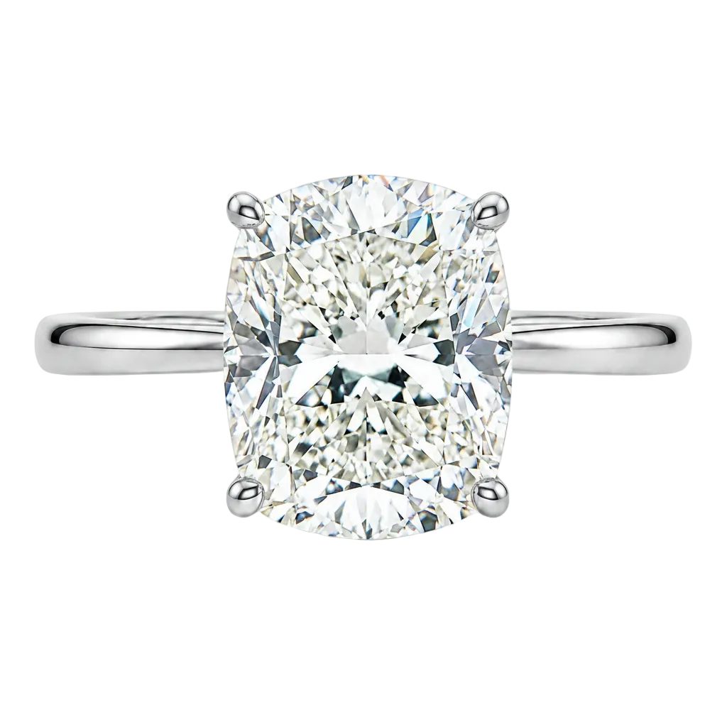 Elongated Cushion Cathedral Engagement Ring 71731