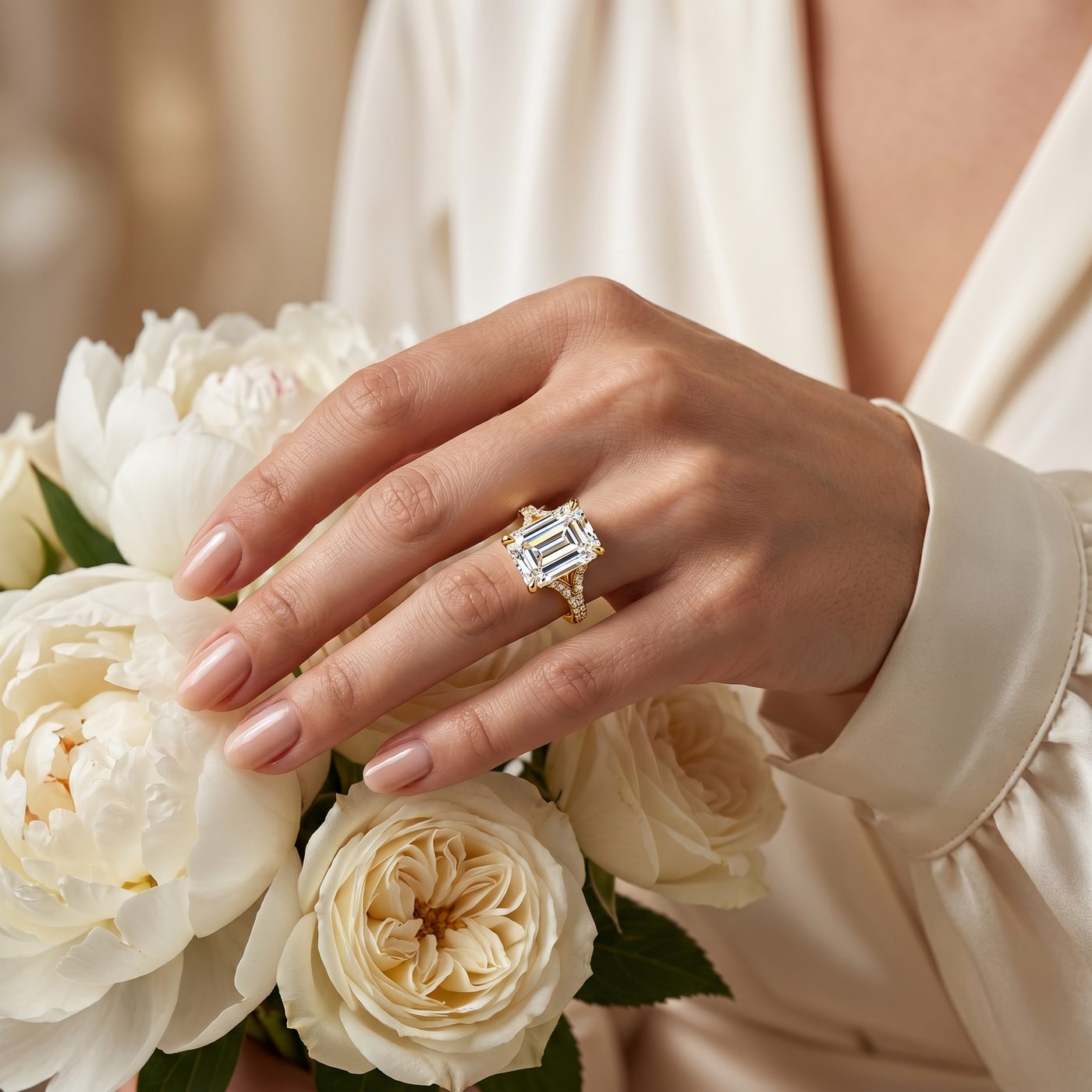 Noble Emerald Diamond Engagement Ring 71621