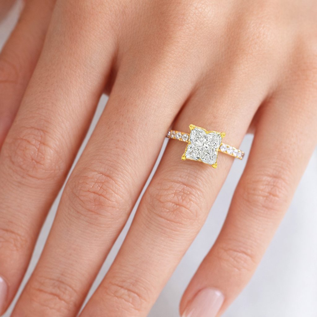 Flower Cut Diamond Engagement Ring 71161