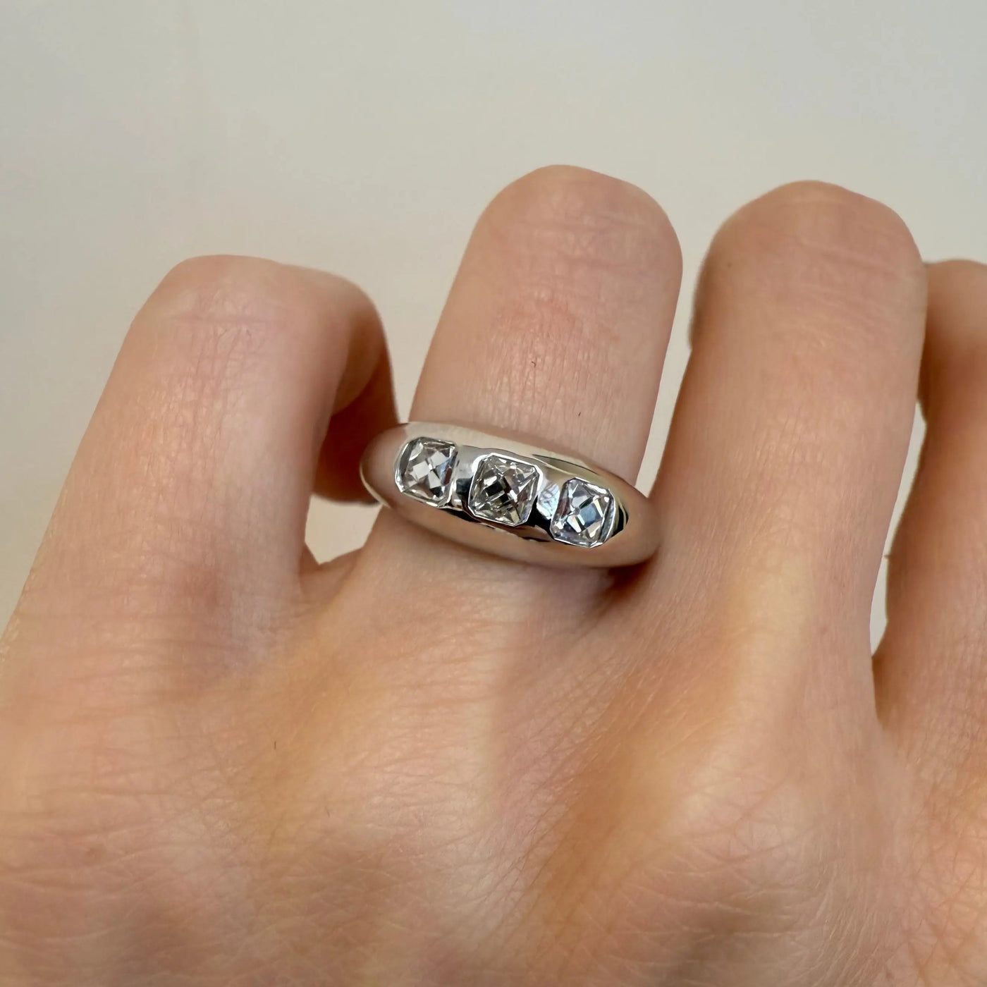 1.93ctw French Cut White Diamond Bombe Ring