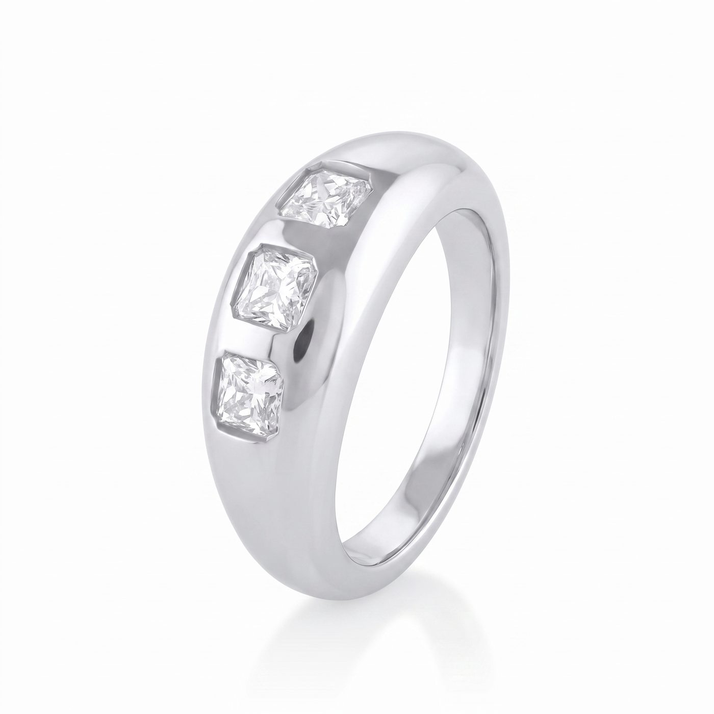 1.93ctw French Cut White Diamond Bombe Ring