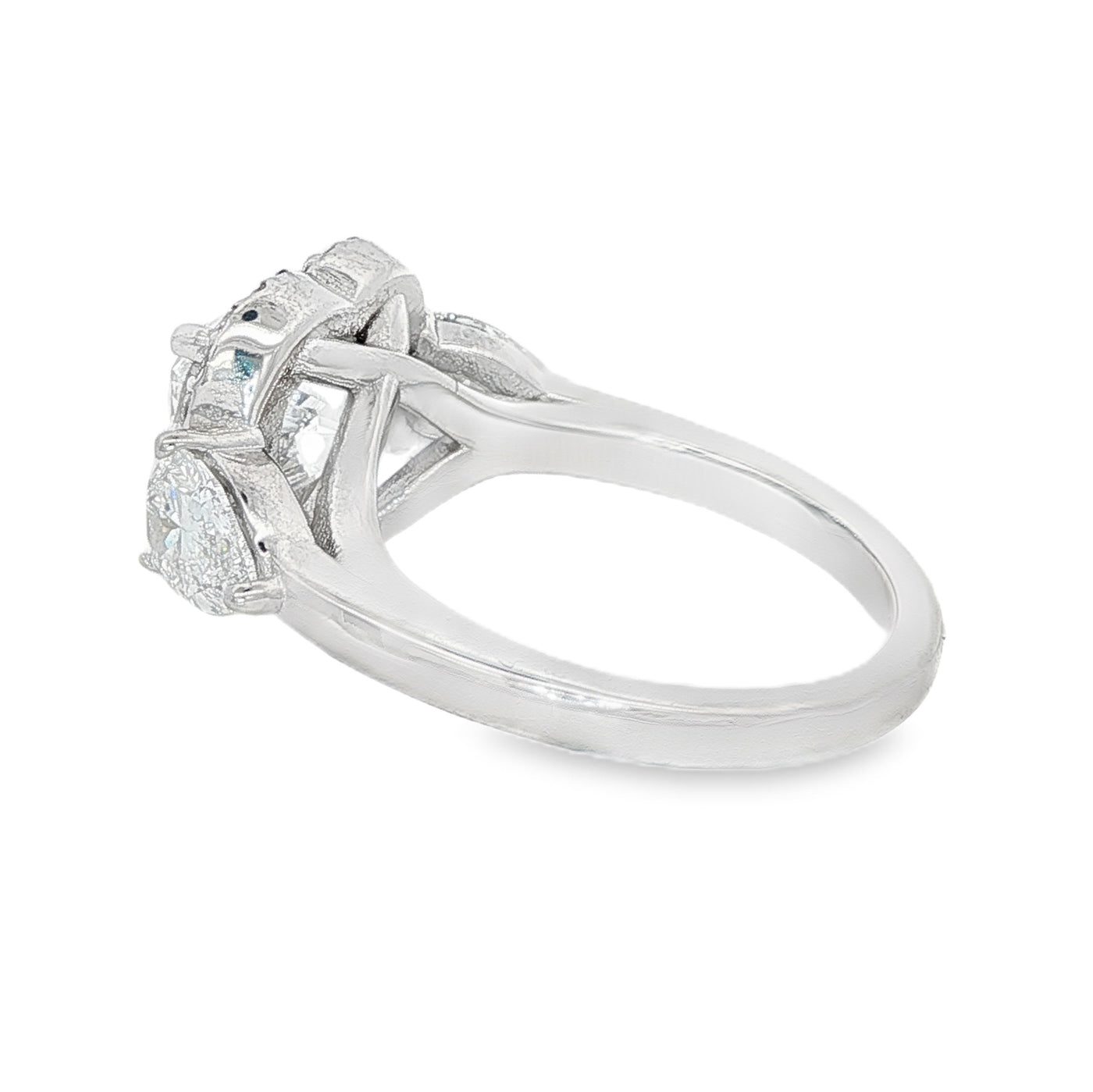 Heart Halo Three Stone Engagement Ring 71150
