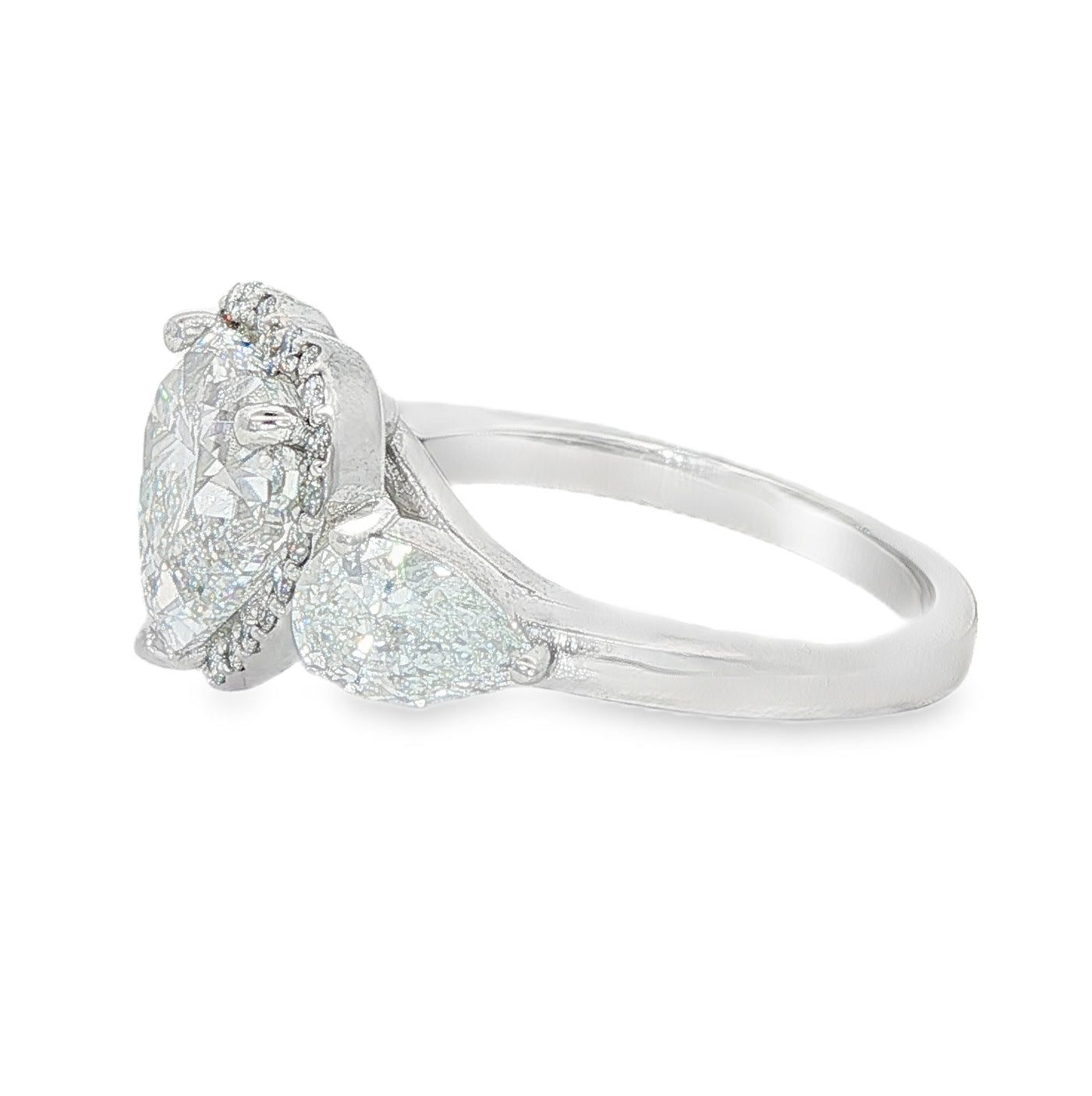 Heart Halo Three Stone Engagement Ring 71150