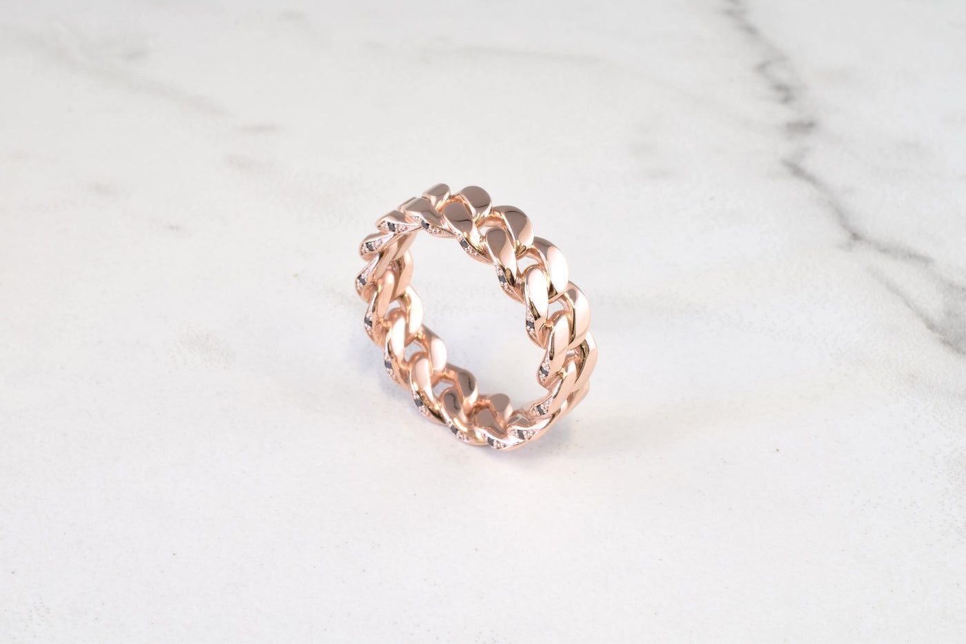 Hidden Cuban link ring V2 Black Diamonds