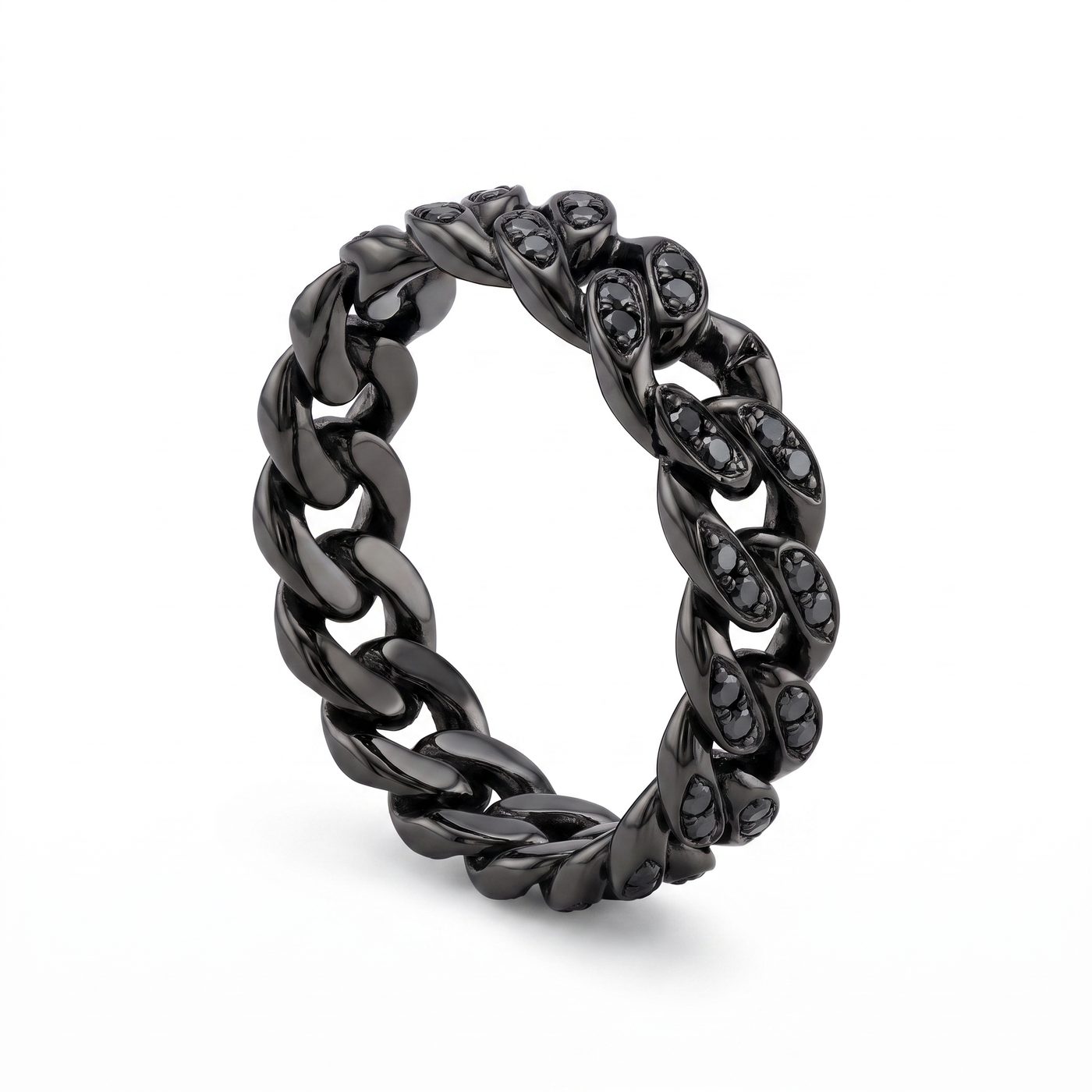 Hidden Cuban link ring V2 Black Diamonds