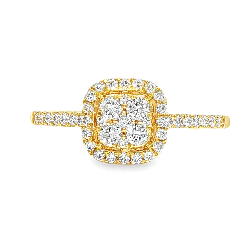 Diamond Cluster Square Halo Engagement Ring 67036