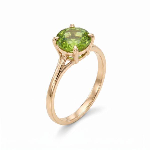14K Gold Peridot Solitaire Engagement Ring 66426