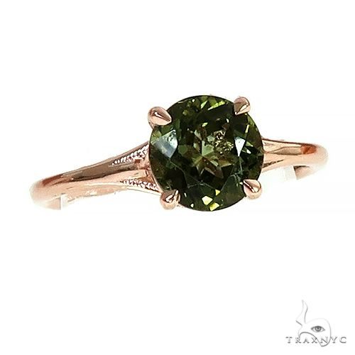 14K Gold Green Tourmaline Solitaire Engagement Ring 66429