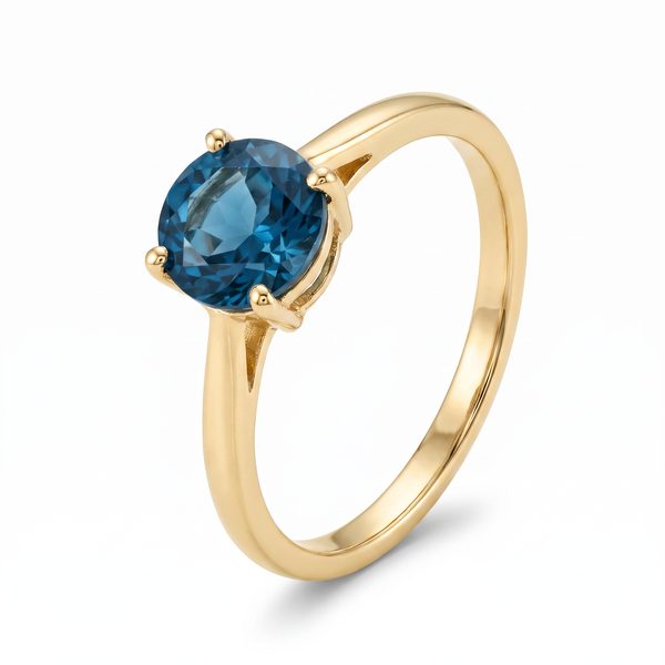 14K Gold London Blue Topaz Solitaire Engagement Ring 66432