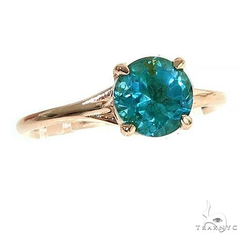 14K Gold Blue Topaz Solitarie Engagement Ring 66433