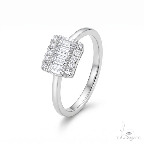 18k Gold Baguette Diamond Engagement Ring 67027