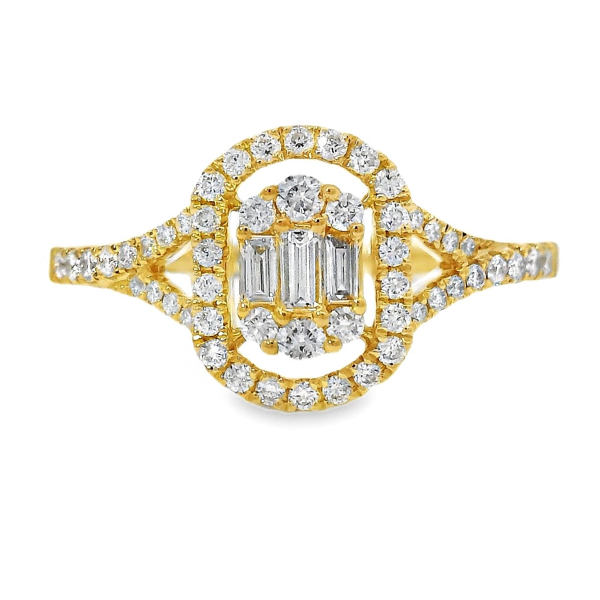 18k Gold Baguette Diamond Ring 67028
