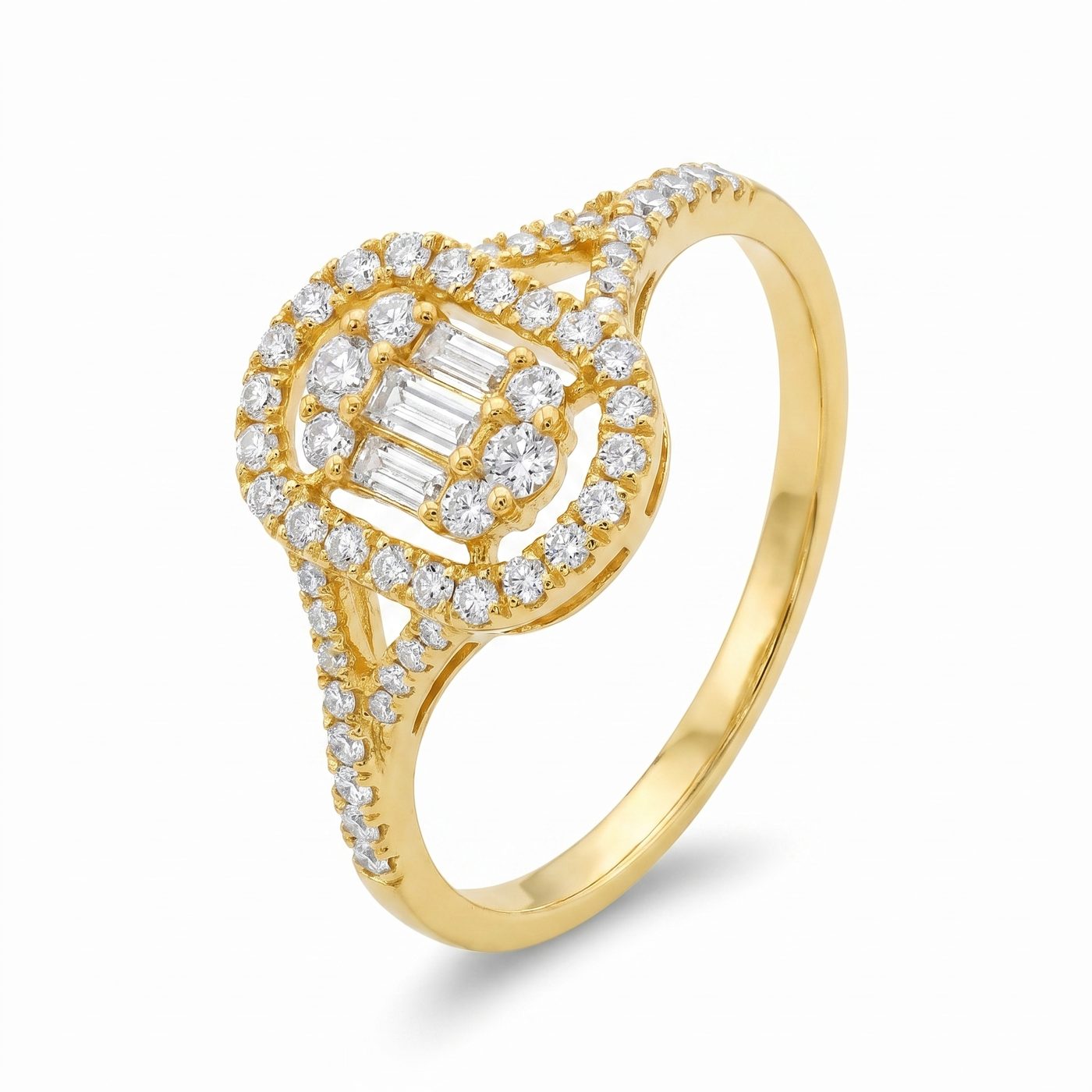 18k Gold Baguette Diamond Ring 67028