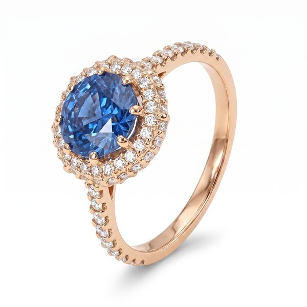 18K Gold Custom Sapphire Diamond Engagement Ring 66305