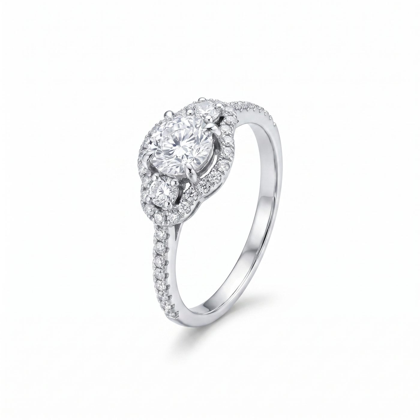 18K White Gold Engagement Diamond Ring 66234