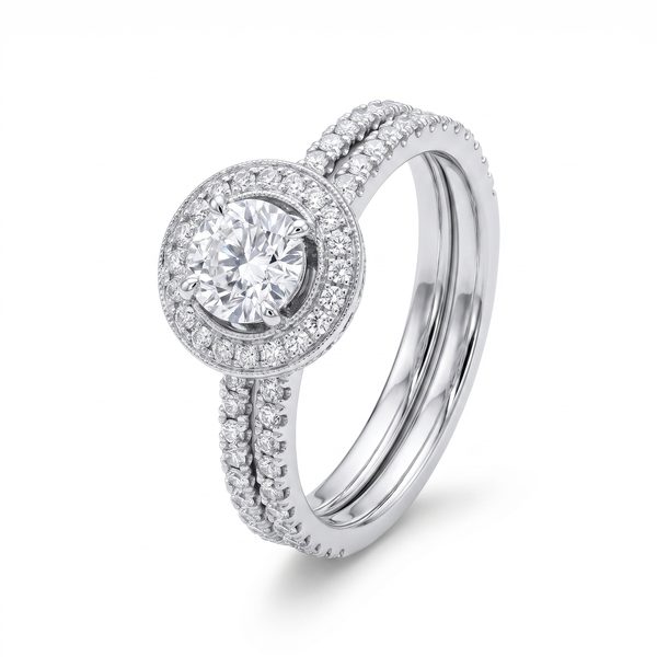 18K White Gold Engagement Diamond Ring Set 66235