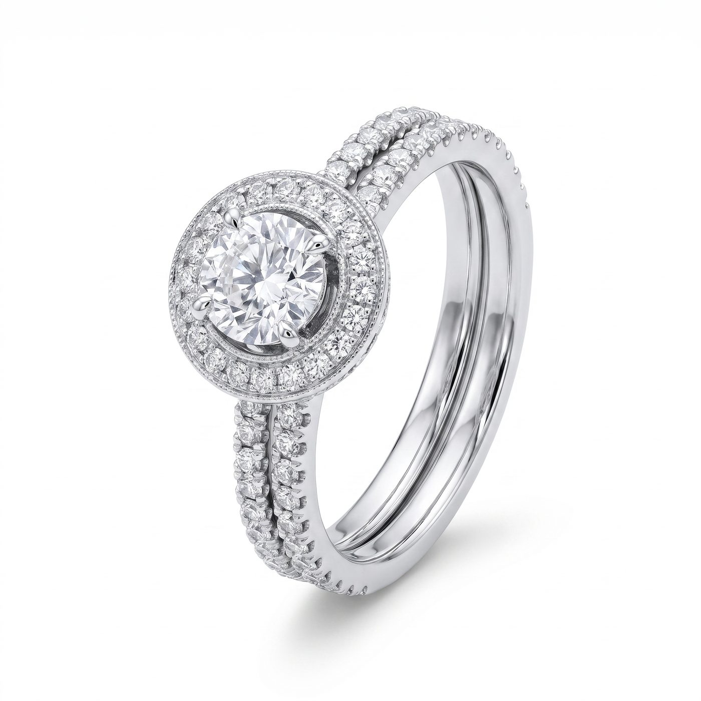 18K White Gold Engagement Diamond Ring Set 66235