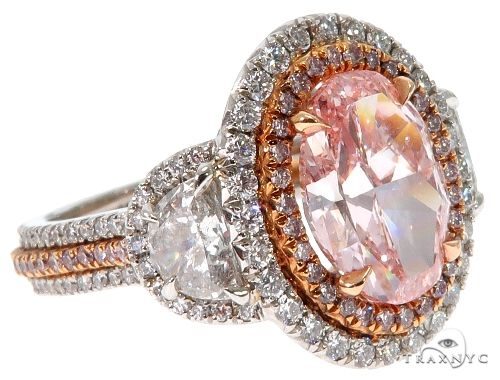 Oval Cut Fancy Pink Diamond Halo Engagement Ring 64567