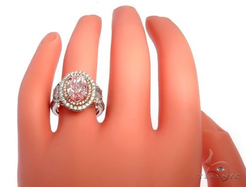 Oval Cut Fancy Pink Diamond Halo Engagement Ring 64567