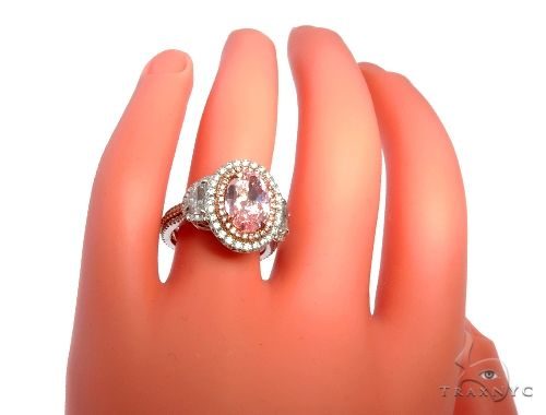 Oval Cut Fancy Pink Diamond Halo Engagement Ring 64567
