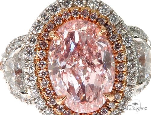 Oval Cut Fancy Pink Diamond Halo Engagement Ring 64567