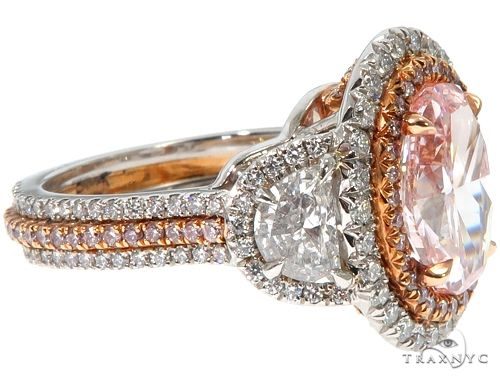 Oval Cut Fancy Pink Diamond Halo Engagement Ring 64567