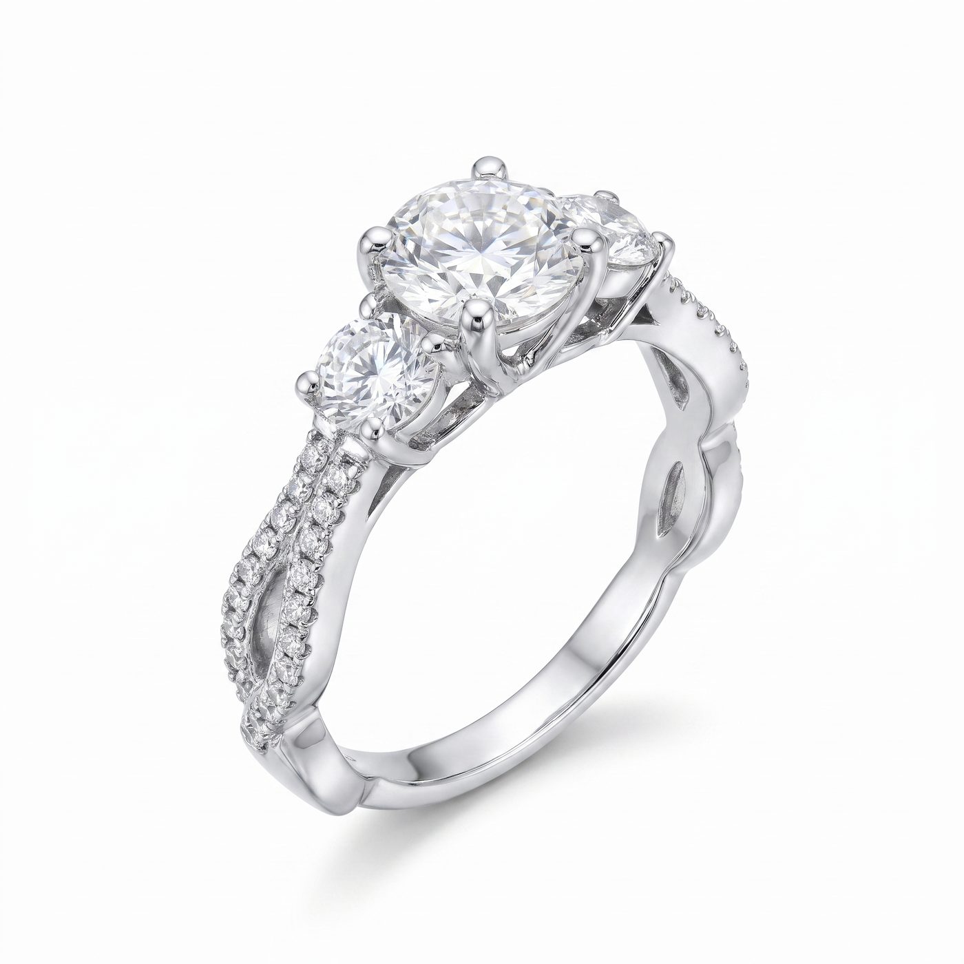Platinum Diamond Three Stone Ring 64757