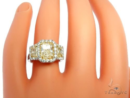 Radiant Cut Fancy Yellow Diamond Engagement Ring 64566