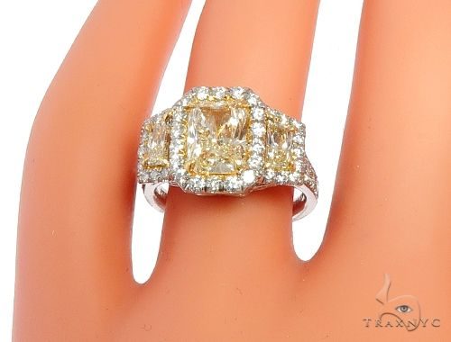Radiant Cut Fancy Yellow Diamond Engagement Ring 64566