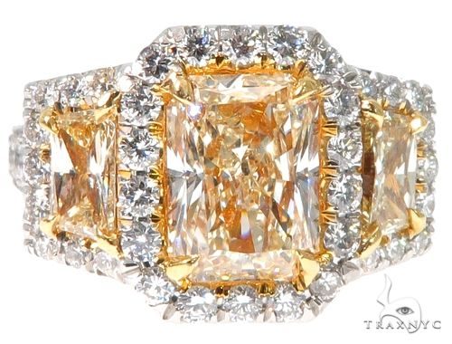 Radiant Cut Fancy Yellow Diamond Engagement Ring 64566
