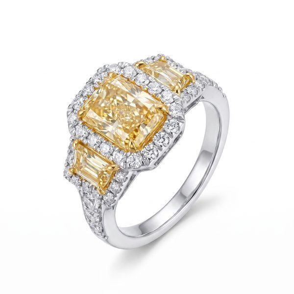 Radiant Cut Fancy Yellow Diamond Engagement Ring 64566
